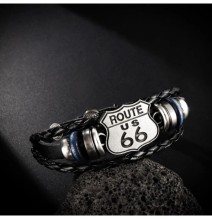 Vintage US Route 66 bracciale con motivo stampato bracciale da uomo bracciale in pelle multistrato in metallo accessori nuovi gi