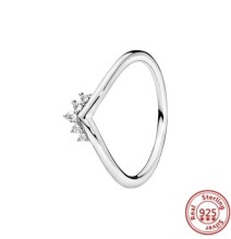 Autentico 100% 925 Sterling Silver Crown Heart Flower Wing Clear zircone Sparkling CZ Pantaro Rings For Women Jewelry Anniversar