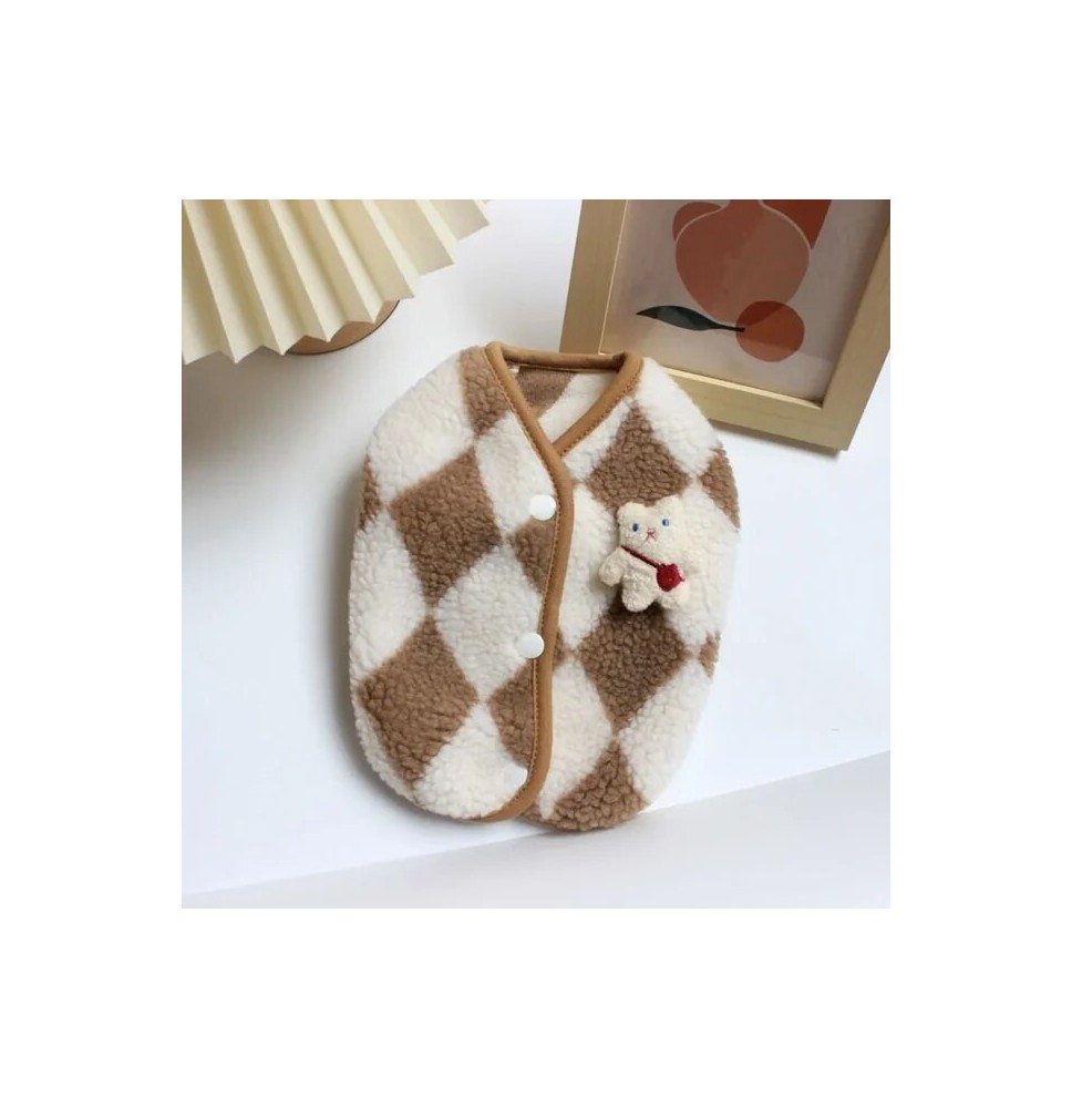 Fashion Diamond Plaid Pet Vest per cani Winter Puppy Dog Coat Jacket Warm Fleece Cat Clothes Doggy maglione per Chihuahua Yorkie