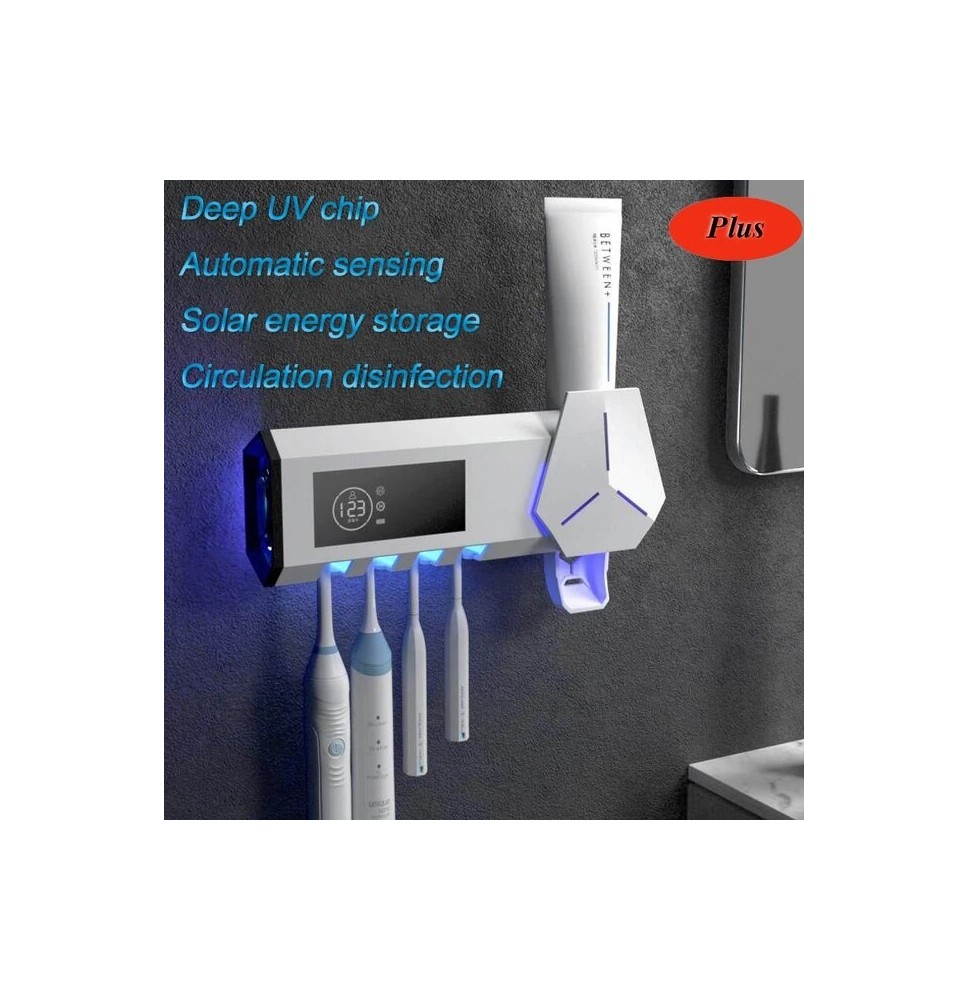 Portaspazzolino UV per montaggio a parete Dispenser automatico di spremiagrumi per dentifricio sterilizzatore solare per spazzol