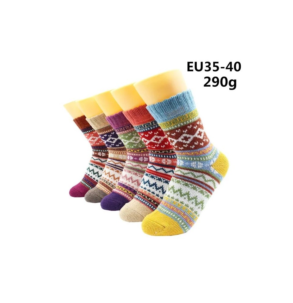 5 paia di calze invernali da donna addensate calze da neve in Cashmere di lana termica moda Casual calze di lana nazionali euram
