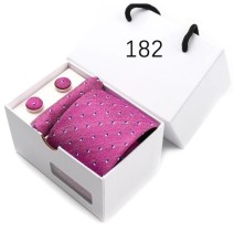 Set di cravatte di lusso confezione regalo a righe 100% seta cravatta tasca gemelli quadrati Set per uomo Classic Party Wedding 