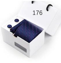 Set di cravatte di lusso confezione regalo a righe 100% seta cravatta tasca gemelli quadrati Set per uomo Classic Party Wedding 